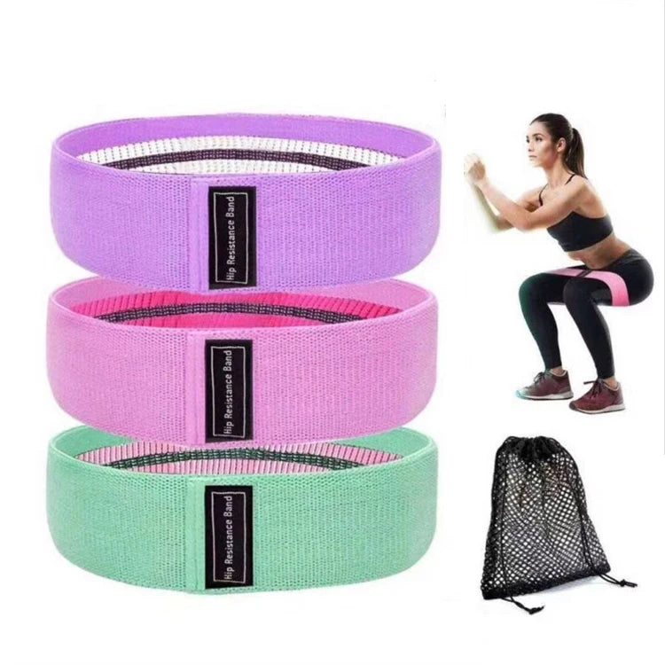 Wholesale Anti-Slip Polyester Fabric 3-Level Elastic Workout Fitness Yoga Bands Custom Logo Hip Booty Resistance Exercise Bands