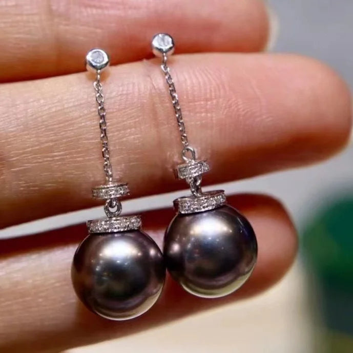 E1749 11-12mm DIY Natural Freshwater Pearl Charm Earrings Mounting Accessory 925 Sterling Silver Gold Plated  Jewelry for Women