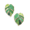 GT Drop Oil Leaf Stud Earrings Delicate Monstera Leaves Plant Pendant Tropical Earrings for Women Party Jewelry