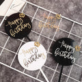 Round Shaped Macaron Birthday Cake Toppers Bronzing Acrylic Cake Topper with Small Gold Crown for Princess Party