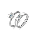 Luxury Silver Plated Diamond Adjustable Ring Men's Women's Customized Wedding Promise Wholesale Personalized Engaved Custom
