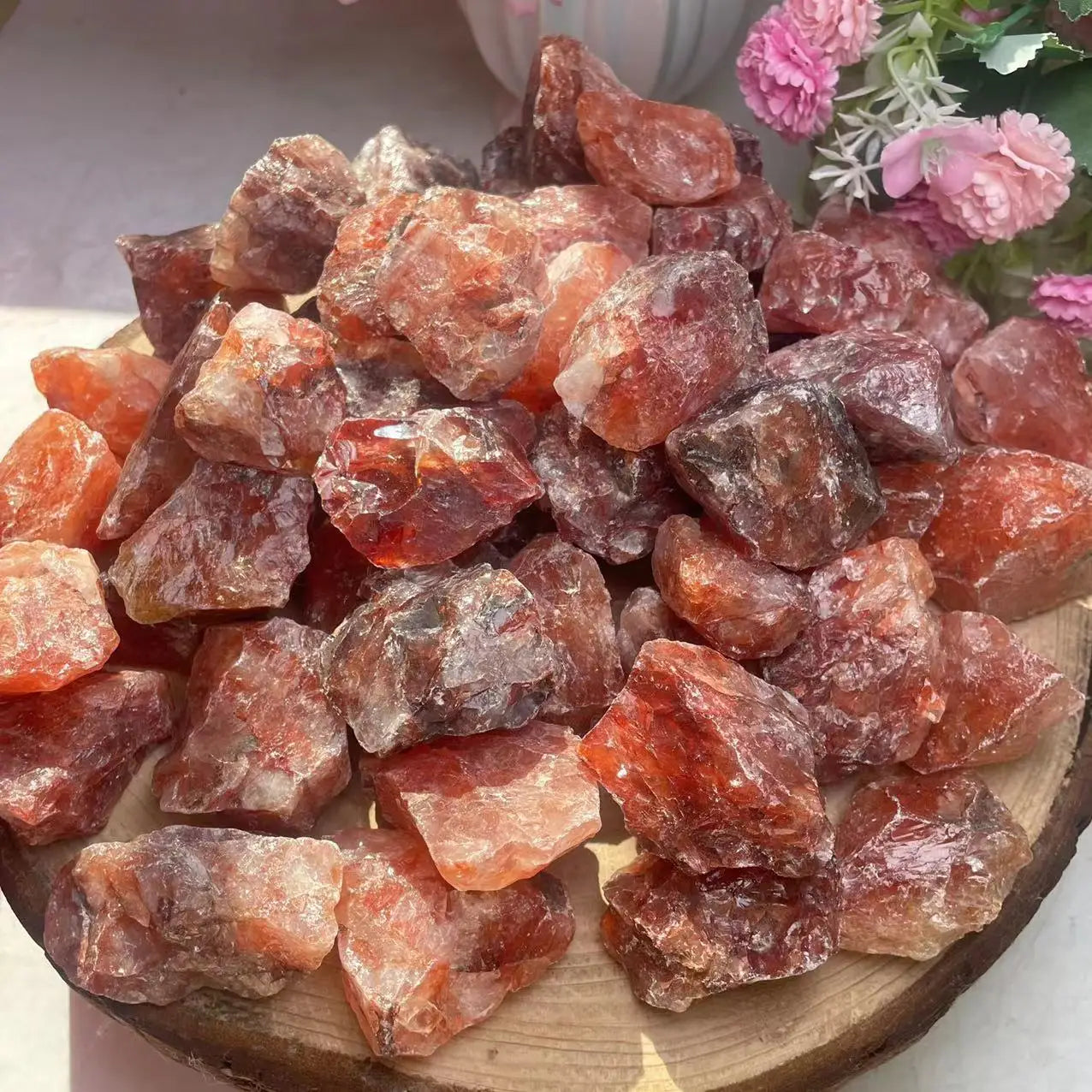 Wholesale Natural Crystal Rough Stone Raw Gemstone Mineral Red Fire Quartz Raw Stone for Healing