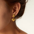 New Arrival High Polished 18K Gold Plated Earring Irregular Shape Heart Pendant Stainless Steel Stud Earrings for Women