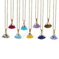 Bulk Factory Crystal Lapis Lazuli Jade Rose Quartz Faceted Fan Triangle Gemstone Necklaces Triangle Stone Necklace