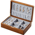 Retro Square Log Solid Wood Jewelry Box Multifunctional with Large Capacity Storage Travel Jewelry case