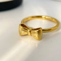 Cute Bow Ring Women's Colorless Joyas De Acero Inoxidable Titanium Steel Plated 18K Gold Index Finger Ring