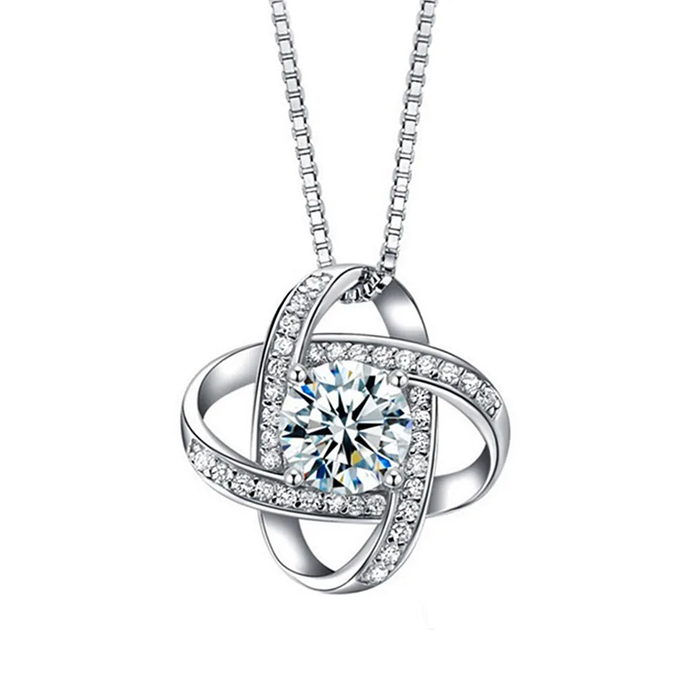 High-Quality 925 Sterling Silver Necklace  Luxury Zircon Crystal Gemstone Pendant Necklace for Women
