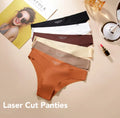 No Seam Laser Cut Solid Knitted Hipster Everyday Women's Panties Nylon Spandex