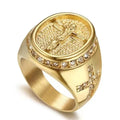 Gold Plated Men Women Unisex Stainless Steel Religious Cross Christian Jesus Jewelry Finger Rings for Men