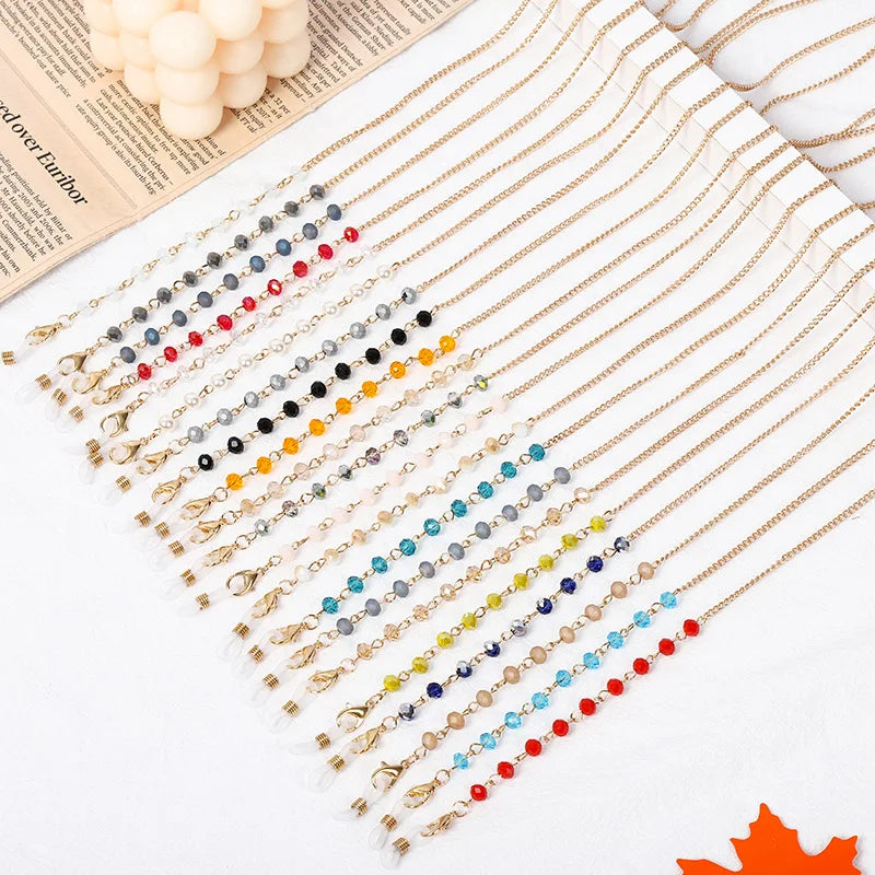JC Crystal 21 Colors Glass Beads Masking  Strap Glass Chain Eyewear Accessories Chains for Glasses