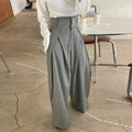 Wholesale 2026 Summer Vintage Versatile Design Feel Pleated High Waist Show Thin Drop Feel Wide Leg Casual Pants Women's Pants