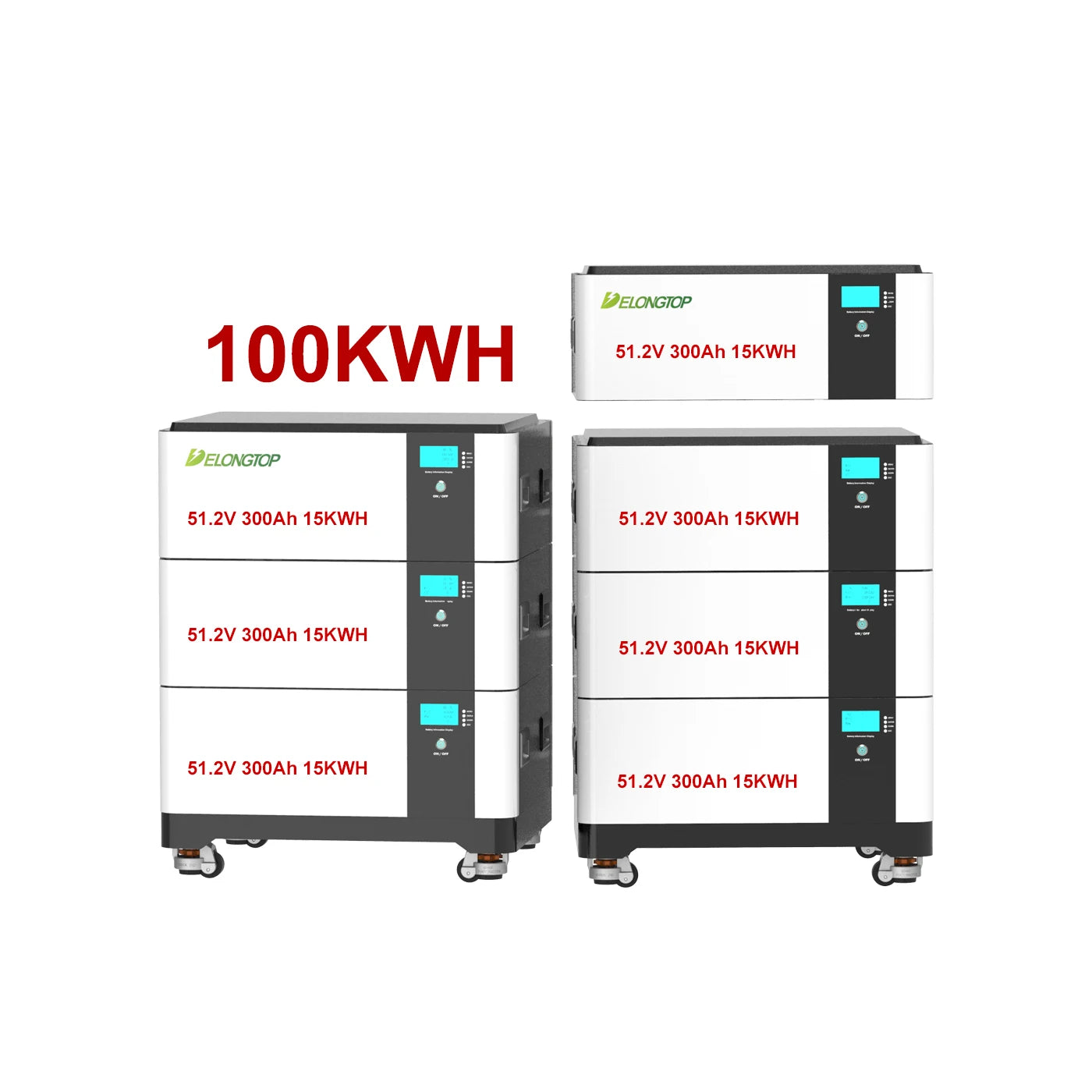 EU Stocks 100KWH Energy Storage Power Supply 51.2V Low Voltage Solar Stacked Battery Rechargeable 51.2V 280Ah Liifepo4 Battery