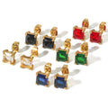 Hot Selling Non Tarnish Stainless Steel 18K Gold Plated Colorful CZ Cubic Zircon Stud Earrings for Female