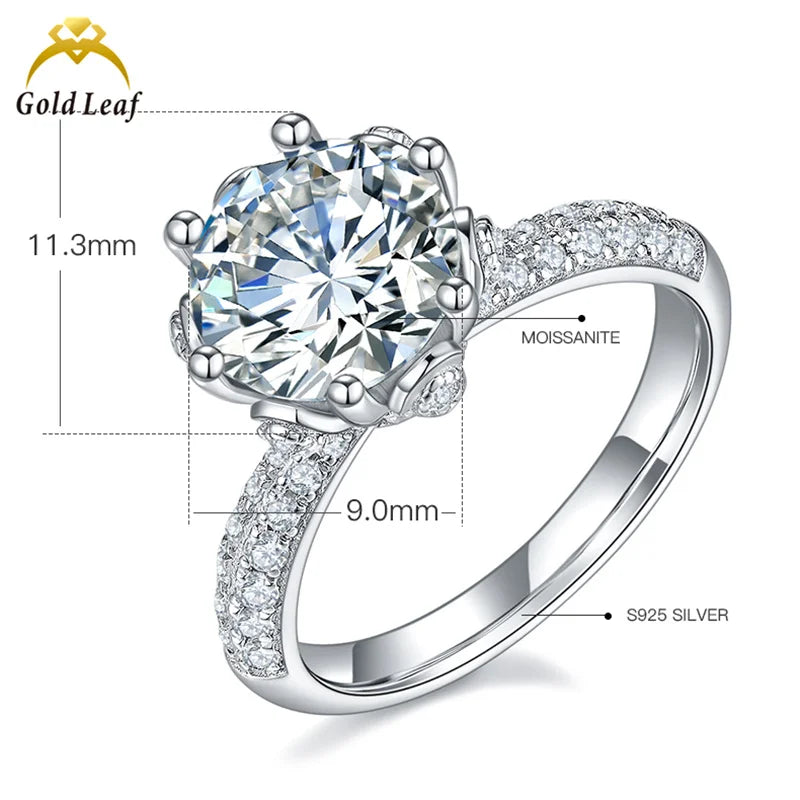 Goldleaf Luxury 2023 925 Sterling Silver Moissanite Diamond Engagement Wedding Rings Gold Plated Moissanite Ring Luxury Jewelry