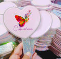 Private Label Single Side Plastic Handheld Square Heart Mirror Cosmetic Makeup Bling Diamond Hand Mirrors for Women