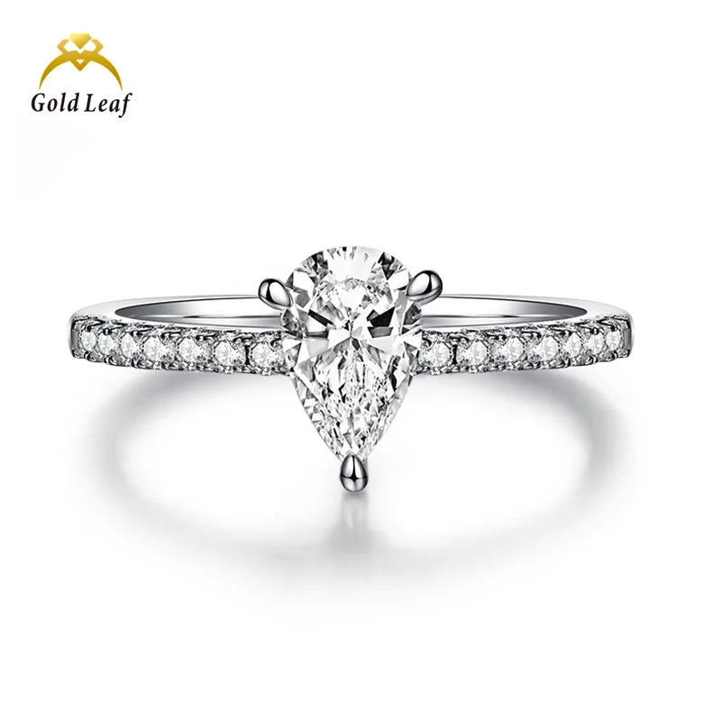 Goldleaf Custom Wedding Engagement Ring Fine Jewelry with VVS Pear 10K 14K 18K 24K Diamond Moissanite Certified by GRA