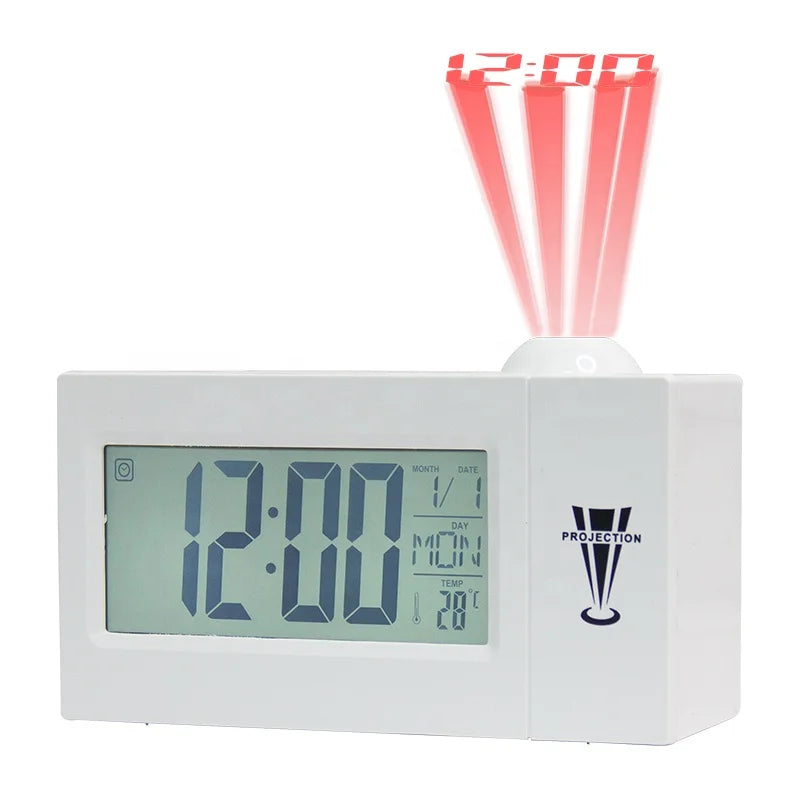 EMAF Voice Control Kids Projection Large LED Digital Electronic Loud World Time Dual Projector Alarm Clock for Heavy Sleeper