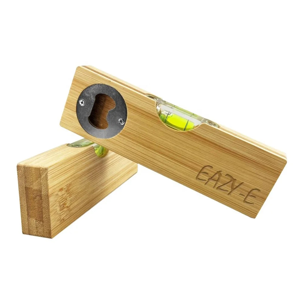 Bamboo Spirit Leveller with a Stainless Steel Bottle Opener Promotional Gift BBL001 Spirt Bamboo Bottle Opener Leveller in Stock