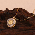Dreamshow Natural Stone Marble Pendant Necklace Sunburst Gold Plated Jewelry Fashion Stainless Steel Necklace