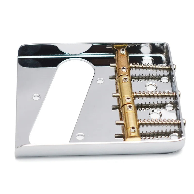 Electric Guitar Bridge with 3 Adjustable Brass Saddle 76.5*85mm for 6 String Electric Guitar Chrome