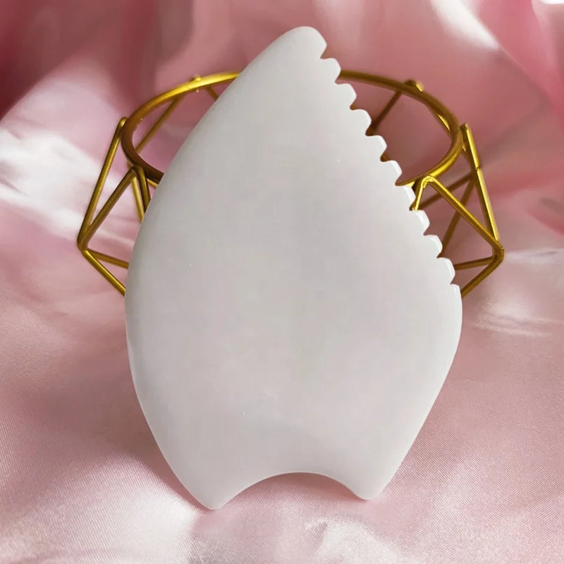 Custom WHITE JADE SCULPTING FACE BODY GUA SHA TOOL White Jade Gua Sha Stone for Facial Massage With Luxury Gift Box