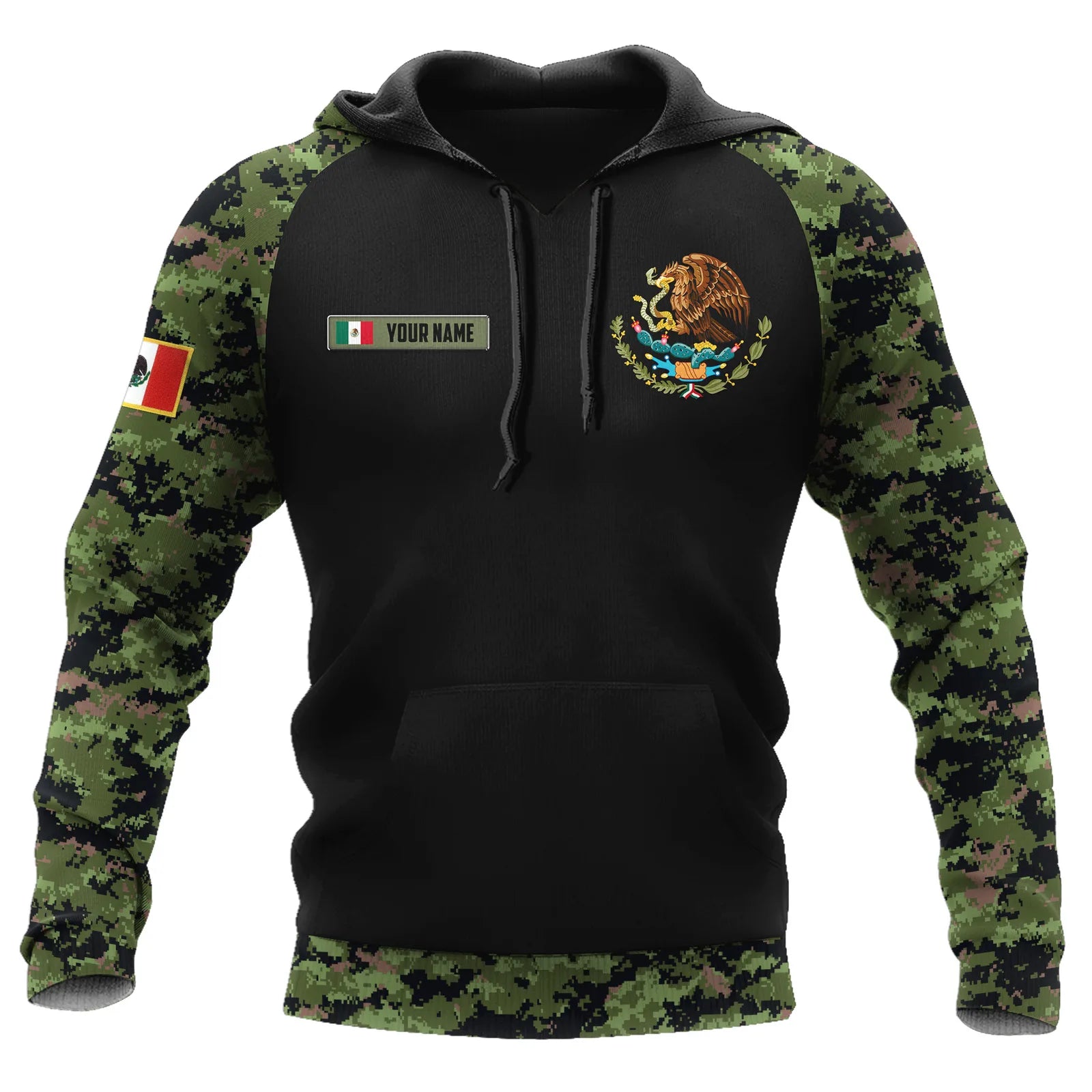 Fitspi Wholesale Mexico Camouflage Printed Coat Arms Green Camo 3d Hoodie All Over Print Sweatshirt Pullover