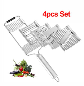 Multi-Purpose Vegetable Slicer Chopper Stainless Steel Cheese Grater 4 Adjustable Blades Hand-held Shredder Cutter