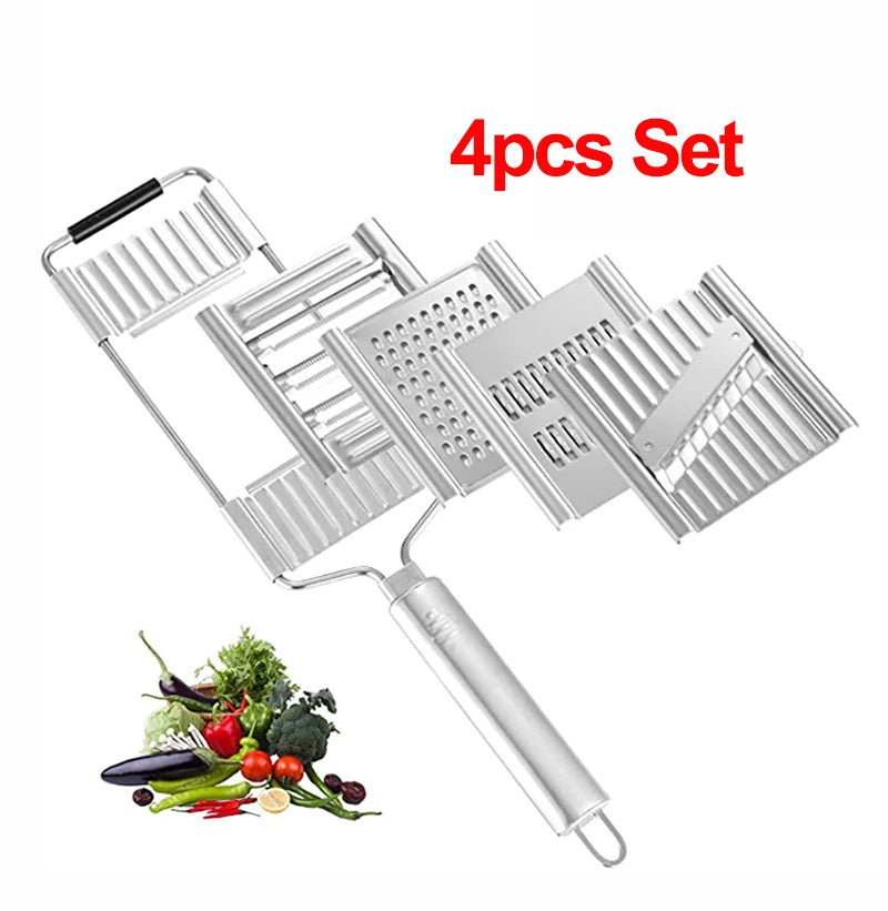 Multi-Purpose Vegetable Slicer Chopper Stainless Steel Cheese Grater 4 Adjustable Blades Hand-held Shredder Cutter