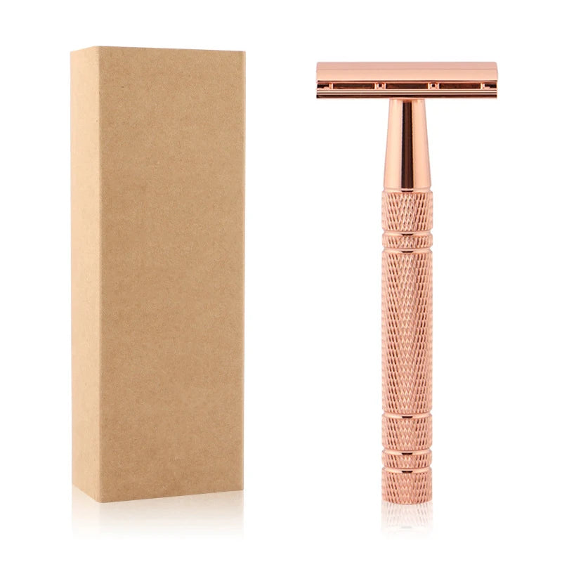 Wholesale Factory PINCHUAN PC-653 Double Edge Safety Razor Aluminum Alloy Handle Stainless Steel Blades Classical Rose Gold