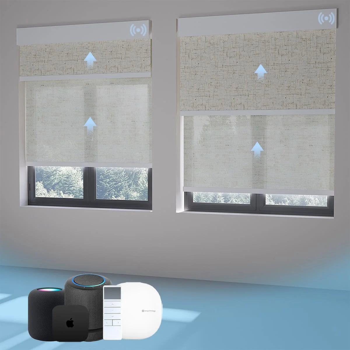 Electric Motor Motorized Day and Night Square Cassette Automatic Double Roller Blinds for Window MegaBDM