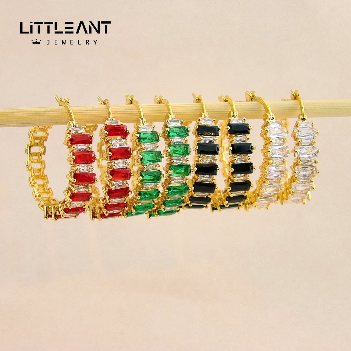Ant Fine Jewelry Cubic Zircon Dubai 24k Gold Plated Earrings Women's Huggie Hoop Earrings