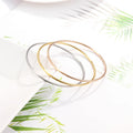 Women's Minimalist Simple Classic 18K Gold Plated High Polish Stainless Steel Tarnish Free Waterproof Single Circle Thin Bangles