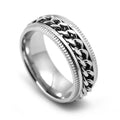 Men's Modern Stainless Steel Spinner Chain Ring Cool Rotatable Fidget Band with Engraved Stress Relief Fashion Jewelry