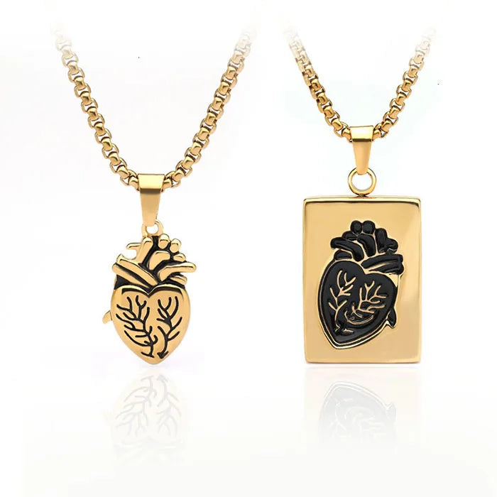 G850 Punk Hiphop Jewelry Valentine'S Day Stainless Steel Men's Puzzle a Pair Necklaces Heart Pendant Couple Necklace