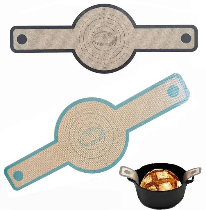 YJ Wonderful Custom 56*21cm Large Oval and Round Shape Silicone Bread Sling for Air Fryer Special Double-Handled Mat with Holes