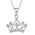 S925 Sterling Silver Hollow Zirconia 18K Gold Crown Necklace Female Love Pendant Clavicle Chain Fashion All-Match Necklace
