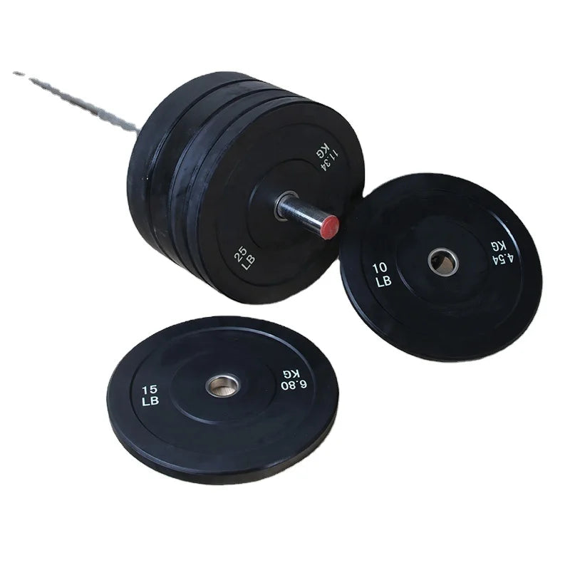 New Arrival Fitness Rubber Plate Gym Weight Competition Weight Plates Black Rubber Weights for Home Gym