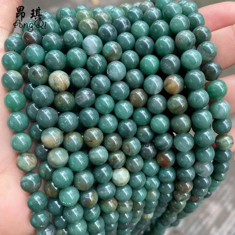 Wholesale Natural Green African Jade Beads 6mm 8mm 10mm 12mm Round Loose Smooth Natural African Jade Beads for Jewelry Making