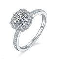 Women's 925 Sterling Silver 1.0ct Radiant Flower Cut Moissanite Wedding Engagement Rings