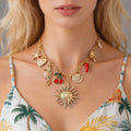 Vintage Face Sun/Scallop/Heart Multi Pendants Necklace for Women Trendy Lady Street Cross Chain Choker Fashionable Jewelry Gifts MegaBDM