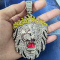 N652 Large Size Crystal Lion Head Pendant Necklace Men and Women Hip Hop Jewelry Party Gift