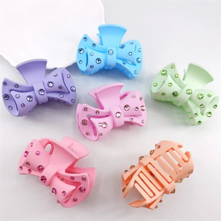 Wholesale 7.8CM Frosted Bow Tie Hairpins Shark Clamp Hair Claw Clip for Women & Girls Jewelry Accessories Headdress Made Plastic