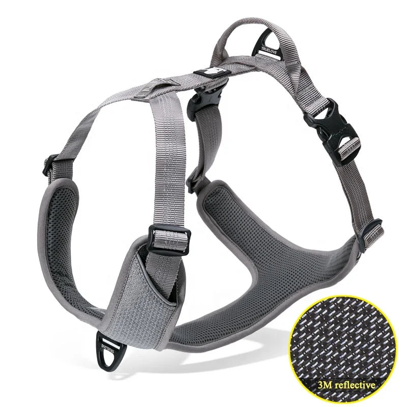 Truelove Wholesale Reflective Nylon Soft Dog Harness Reversible Adjustable Outdoor Breathable Pet Harness for Dog Pet Products