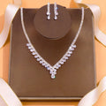 Elegant Vintage 3pcs Full Rhinestone Necklace Earrings Set Alloy Bridal Party Wedding Jewelry for Women Gift