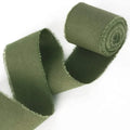 Dark Green Handmade 1 1/2 Inches Wrapping Cotton Ribbons Natural Fabric Raw Edge Cotton Ribbon for Bridal Bouquets