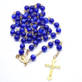 2025 Resin 8mm Beads Zinc Alloy Orthodox Cross Jesus Necklace Wholesale Crucifix Religious Catholic Necklace Pendent