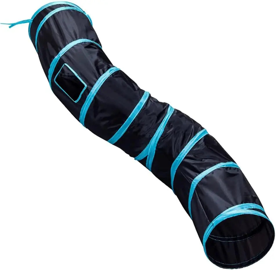 Polyester Eco-Friendly Cat Tunnel S-Shaped Collapsible Interactive Toy Maze with Balls & Bells for Cats & Kittens