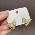 Best Selling Round Dangle Drop Korean Earrings Butterfly Pearl Rhinestone Earrings