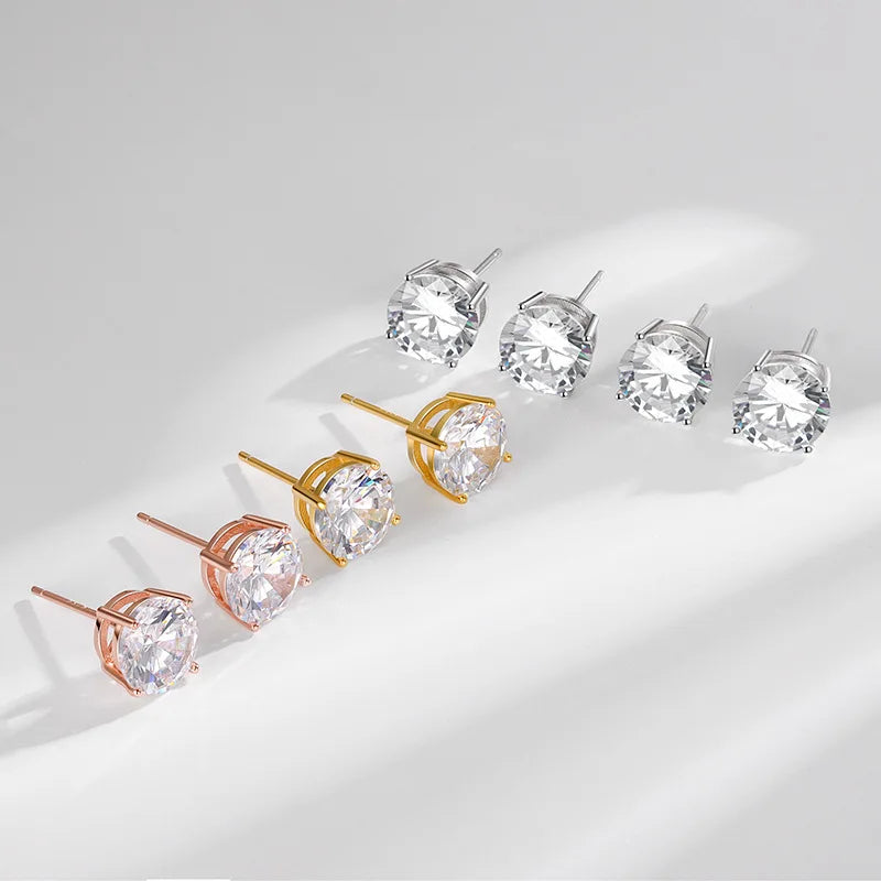 Cute Design New Fashion S925 Sterling Silver CZ Prismatic Crystal Talon S925 Silver Stud Earrings for Women RE3129