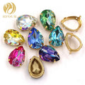 New Arrival K9 Glass Laser Color Drop Shape Sew on Crystal Rhinestones